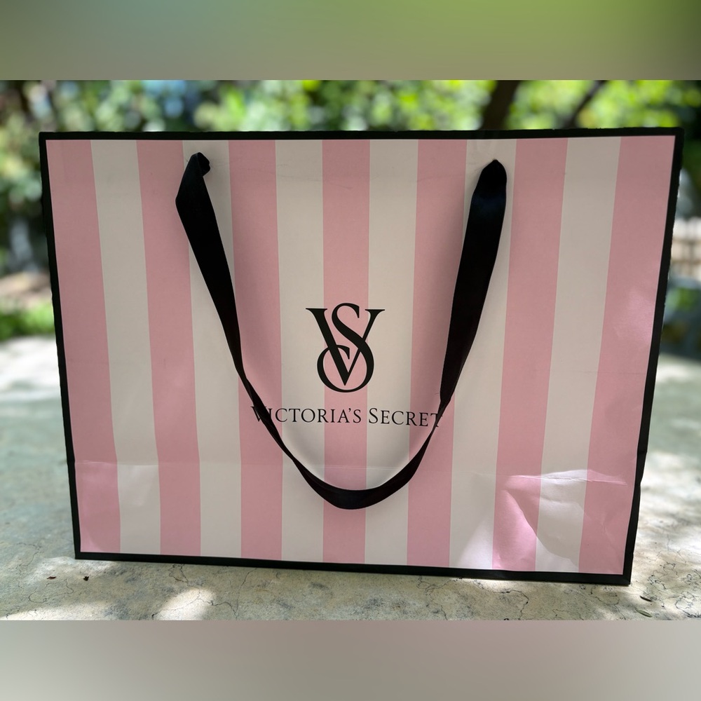 Victoria's Secret Striped Pink and Black Tote